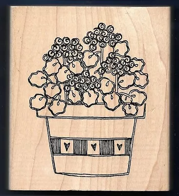 FLOWER POT FLOWERS Abstract Design IMAGINATIONS W981 Wood CRAFT RUBBER STAMP • $7.99