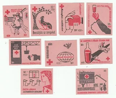 Complete Set Of Red Cross Ads - Matchbox Labels Hungary (s67) • $3