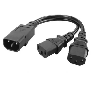 C14 To 2x C13 IEC 10AMP Mains Power Y Splitter 30cm Cable Kettle Lead PC Monitor • £7.50