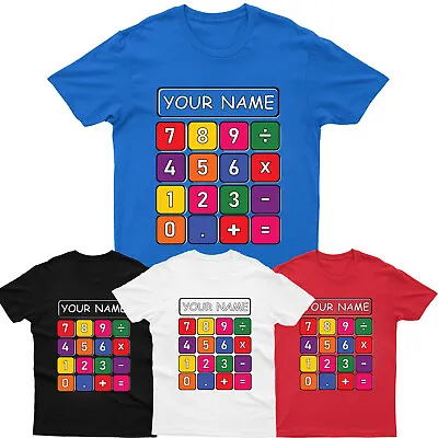 Personalised Calculator Maths Day T Shirt Number Day School Boys Girl Top Tee • £10.99