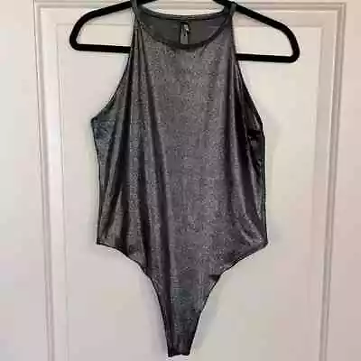 Victoria’s Secret  Bodysuit Black Shine Sheer Back L • $34.99