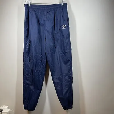 Adidas Vtg Pants Mens Sz 2X Blue Joggers Track Windbreaker Unlined Trefoil *FLAW • $39.99