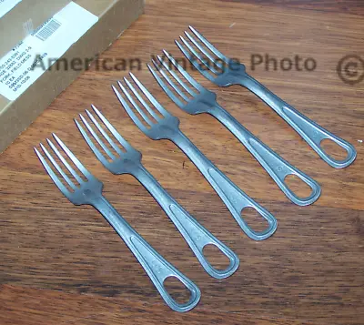 5 Mess Fork NOS Stainless Eating Utensil Silverware Vietnam Army Military USMC • $25.90