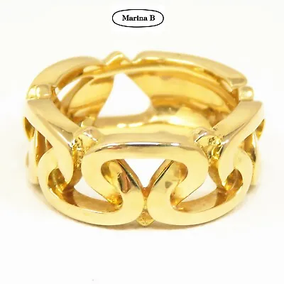 NYJEWEL Marina B 18k Yellow Gold 9mm Wide Designer Band Ring • $1950