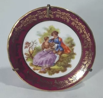 Miniature Meissner Limoges Small Cabinet Plate-Good Condition On Wire Stand Red  • £7