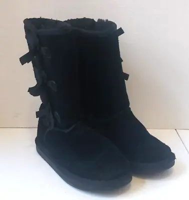 Koolaburra By Ugg Victoria Boots Girls Size 1 Youth Black 1020171 • $14.99