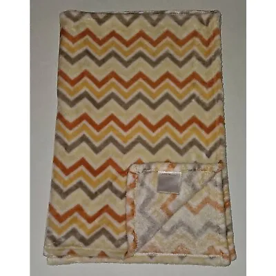 Little Miracles Brown Orange Yellow White Chevron Fleece Baby Blanket Lovey • $33.96