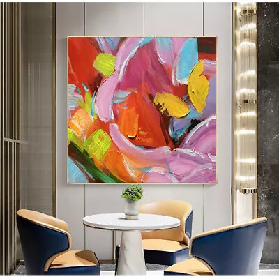 Thick Oil Painting Colourful Wall Art On Canvas Handmade Abstract Painting • $93