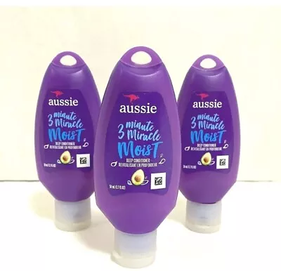 Aussie 3 Minute Miracle Moist Deep Conditioner 1.7 Oz Travel Size Pack Of 3 • $12.95