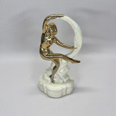 Vintage Art Deco Nude Scarf Dancer Mid Century Gold Figurine Iridescent • $26.99