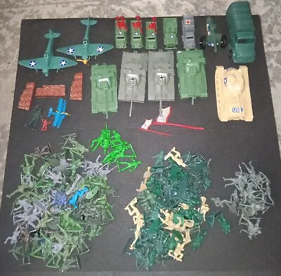 Vintage Army Men Soldiers Mixed Large Lot Of Plastic Toy Figures German Tank USA • $195.95