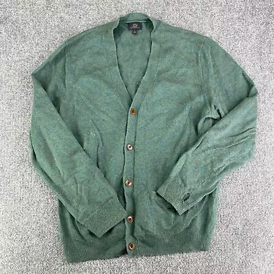 J. Crew Cariaggi Cardigan Mens L Green V-NecK Button Down Long Sleeve Casual • $14.88