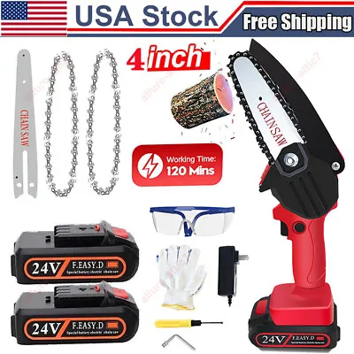 4-Inch Mini Handheld Electric Chainsaw Cordless Chain Saw 24V 550W Battery Power • $34.99