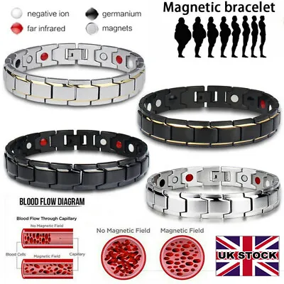 Magnetic Bracelet Therapy Weight Loss Arthritis Health Pain Relief Mens UK STOCK • £4.29