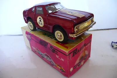 Tole Car Ms 885 70's - Sheet Metal Car Racer 70's Tin Toy Red China - 14 • $26.58