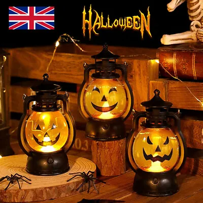 3pcs Halloween Portable Pumpkin Lantern LED Lamp Party Home Hanging Decor Light • £8.19