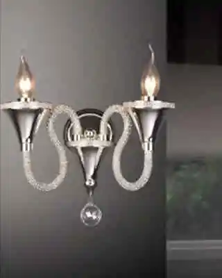 Gilda Wall Lamp Switched Two Candle Light Polished Chrome/Crystal Beading • £29.99