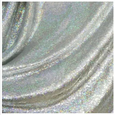 Silver Iridescent Hologram 5mm Sequin Bling Sparkly Fabric 130cm Wide • £1.50