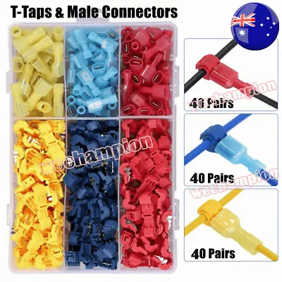 240PCS T-Tap Quick Splice Cable Connectors 22-10AWG Wire Crimp Terminals Kit • $9.69