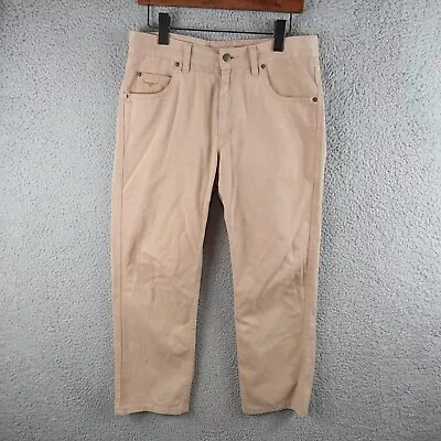 RM Williams Mens Jeans 32 Brown Khaki Pants Straight Leg Mid Rise 32X27 TJ780 • $24.90