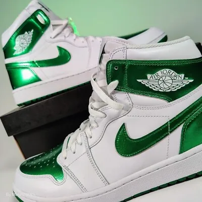 Air Jordan 1 Hi Golf Mens US 14 Metallic Pine Green Toe White Nike Retro Leather • $129