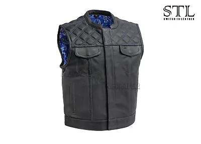 Upside Men's Motorcycle Leather Vest Men's Motorbike Fashion Leather Vest • $135