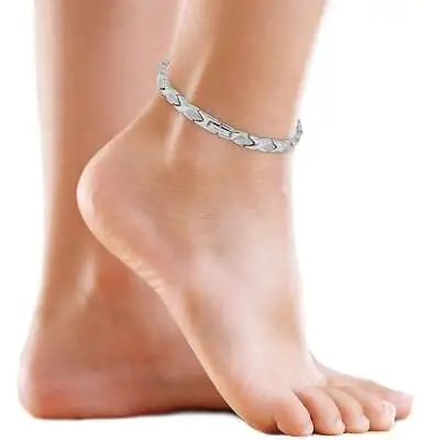 Ultra Strength Titanium Magnetic Therapy Anklet For Women (Silver) • $59.95