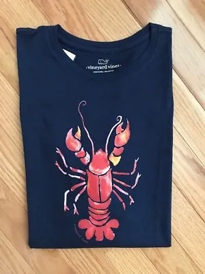 NWT Vineyard Vines Girls Long-Sleeve Graphic Lobster Tee Deep Bay XS-L • $14.97