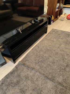 £19.99 • Buy TV Unit Stand Cabinet 2 Drawer 2 Shelves Modern High Gloss Furniture 140cm Black
