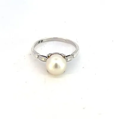 Mikimoto Estate Akoya Pearl Ring 6.5 Silver 7.80 Mm M354 • $232