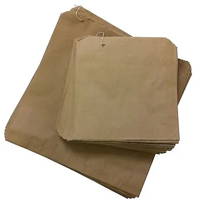 100 X Brown Kraft Strung Paper Bags 7  X 7  Fruit Sweets Crafts Picnic Groceries • £3.85