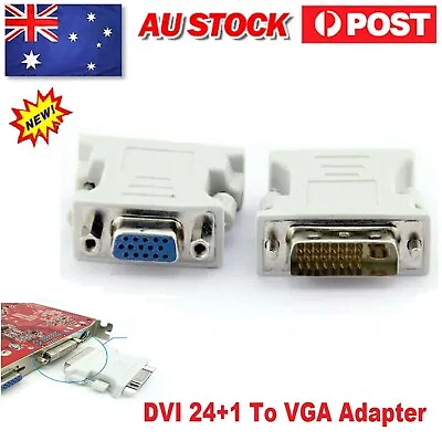 $7.99 • Buy DVI-D 24+1 Pin DVI I To VGA Male To Female Socket Adapter Video Converter LCD TV