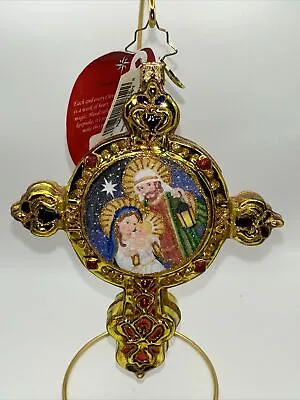 New Christopher Radko Radiant Guiding Light Golden Cross W/ Jesus Mary Joseph • $65