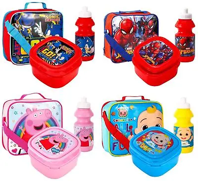 3 Piece Children's Fun Travel Character Lunch Bag Set • £12.99