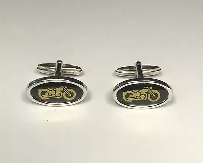 £120 • Buy Dunhill Silver Oval Disc Cufflinks, Bike Motif