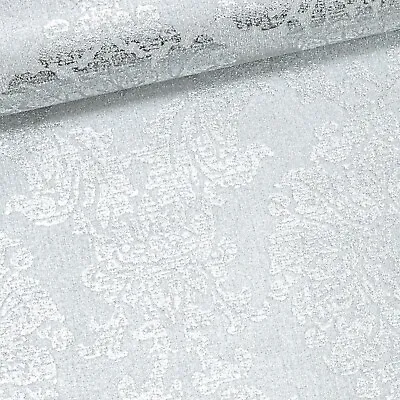 £9.95 • Buy Muriva Metallic Silver Grey Damask Textured Heavy Vinyl Wallpaper Shimmer Shine