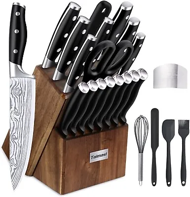 Professional Kitchen Knife Set With Block Wooden German Stainless Steel • $89.99