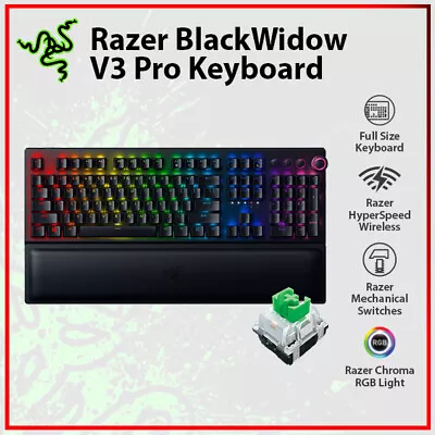 $299 • Buy Razer BlackWidow V3 Pro Wireless GREEN Switch RGB Mechanical Gaming Keyboard