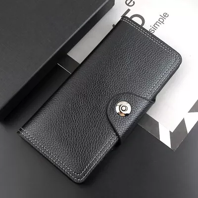 Men's Long Litchi Grain Wallet Magnetic Buckle Business Multi-card Wallet • $9.89