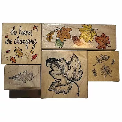 LOT/5 PSX & Hero Arts Tree Leaf Rubber Stamps 1987-99 Leaves Wood Mounts • $6.90