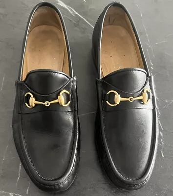 Gucci Horsebit Loafers Men's 10 43 E Black Leather Slip-On Dress Shoes Italy • $225