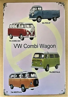 VW Bus Combi Single Cab Tin Sign (Surf Bay Type 1 Bug  Summer Samba Kombi) 2522 • $9.99