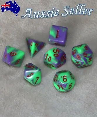 $11.98 • Buy Dungeons & Dragons Polyhedral Purple/Green/Red 7 Piece Pearl Dnd Dice Set RPG