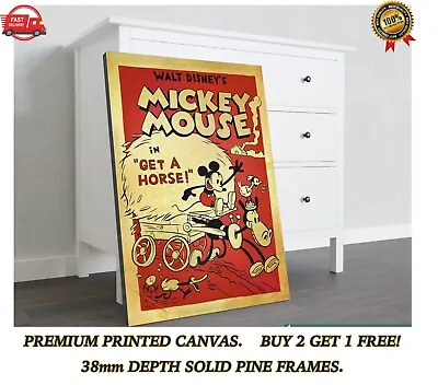 Mickey Mouse Vintage Movie Large CANVAS Art Print Gift A0 A1 A2 A3 A4 • £21