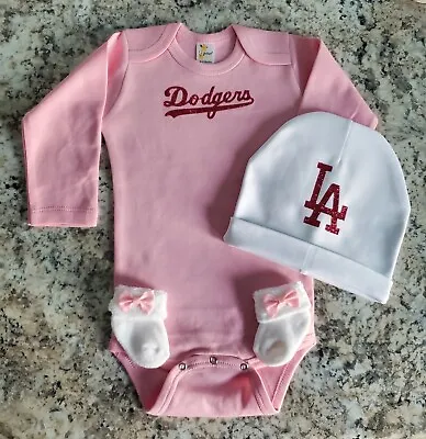 Dodgers Pink Infant/baby Clothes Dodgers Baby Gift  Girl Dodgers Take Home • $25.75