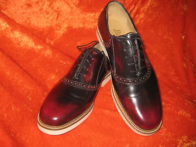 Bass Men's Saddle Shoes Size 8.5 Shiny Cordovan Vintage Shaded • $65