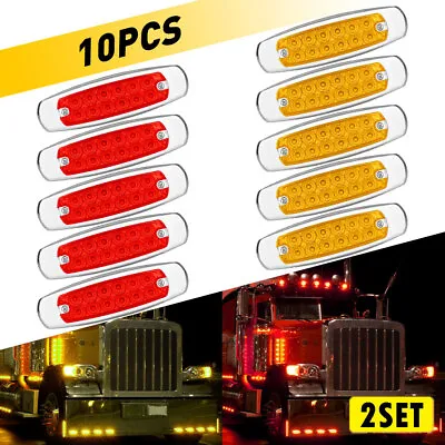 20 PCS Red Amber 12LED Clearance Side Marker Lights For Car Truck Trailer Pickup • $50.99