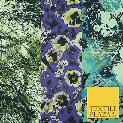 £1.50 • Buy Floral Animal Printed Fine Silky Satin Crepe Polyester Summer Dress Fabric Shiny