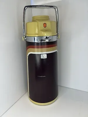 Vintage Airpot Hot Cold Insulated Dispenser Carafe Thermos 2 Qt 70s Striped • $24.97