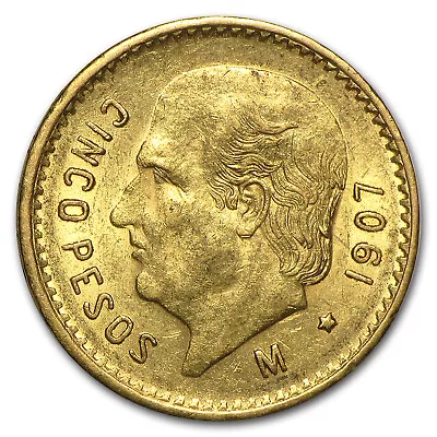 1907 Mexico Gold 5 Pesos AU • $395.51